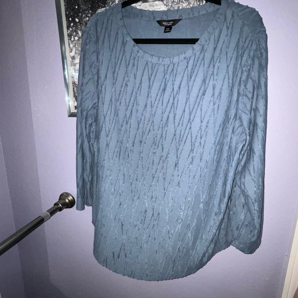 SIMPLY VERA VERA WANG 2X BLUE BLOUSE TOP